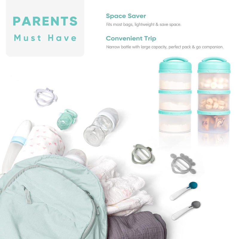 Termichy Stackable Formula Dispenser Portable Milk Powder Container, 2 Pack, Mint - Image 4